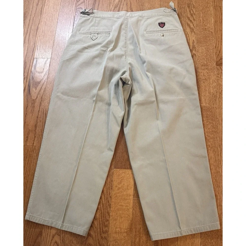 Vintage Polo Ralph Lauren Pleated Chino Pants Mens 34x25 Khaki Made in USA Tan